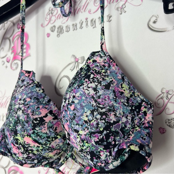 Victoria secret bathing suit bikini top splattered neon colored rainbow 🌈 swim - Picture 9 of 10